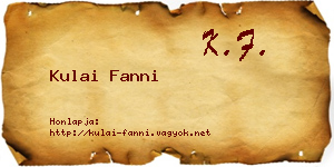 Kulai Fanni névjegykártya